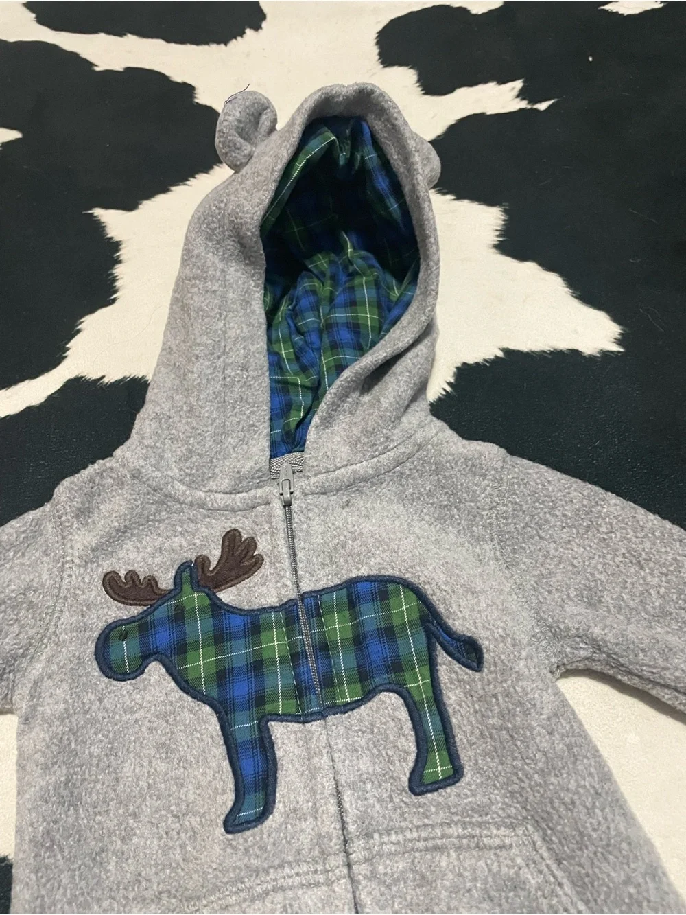 2/$12 Carters Plaid Moose One Piece - Boy